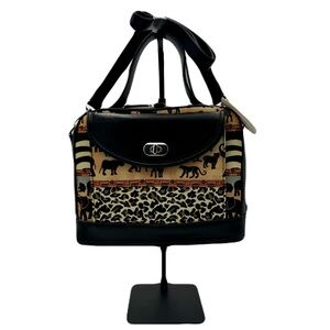 Animal Safari Print Black and Tan Women's Hand Shoulder Crossbody Bag Purse NWT